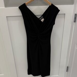 Onyx Nite Black Twist-Knot V-Neck Dress